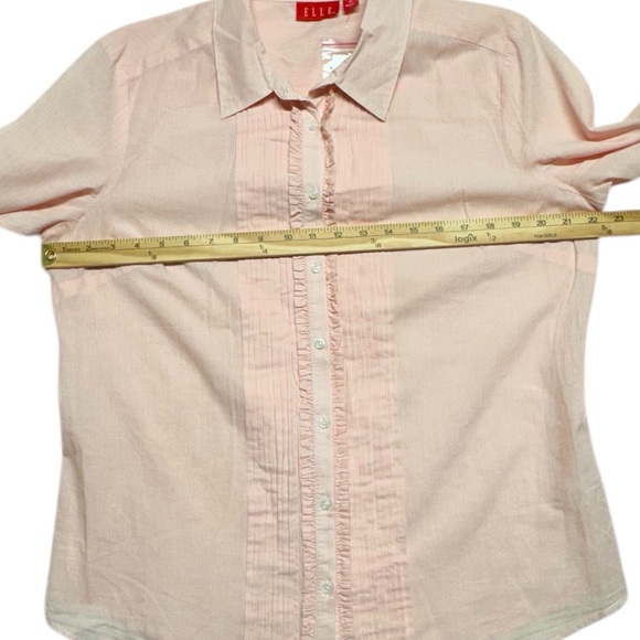 Elle Striped Ruffle Tuxedo Front Button Down Shirt Long Sleeve Size XL Coquette - Picture 8 of 12